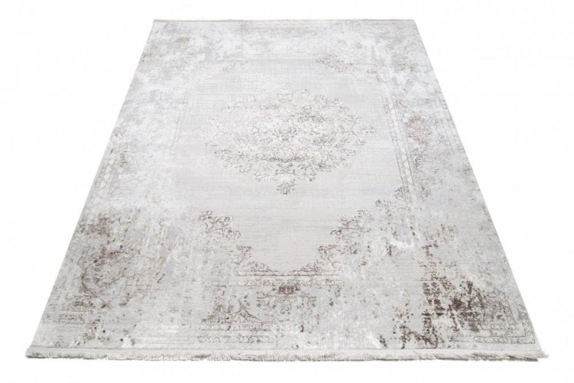Svijetlo krem sivi tepih vintage dizajna s uzorcima