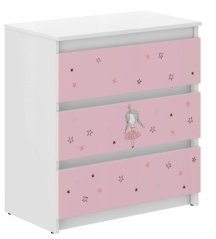 Kommode für Kinderzimmer, rosa mit Ballerina, 76x40x70cm
