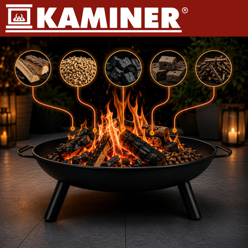 Kerti grill háromlábú állvánnyal – 58 cm-es, felfüggesztett rozsdamentes acél rács tűztérrel