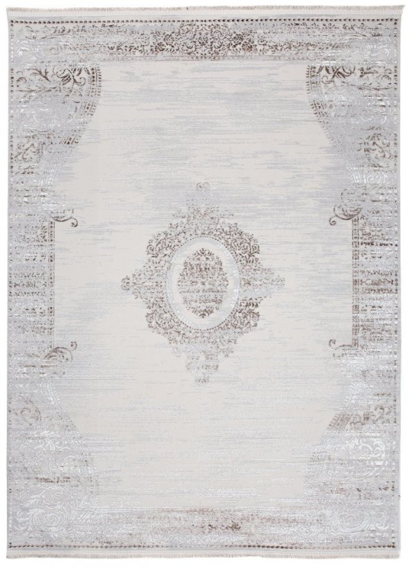 Designový vintage koberec se vzorem v krémové barvě