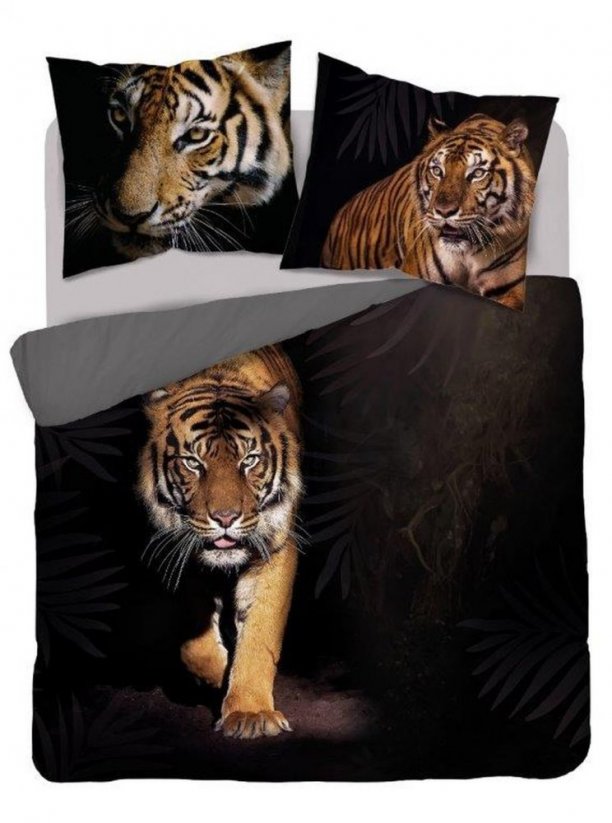 Čierne originálne posteľné obliečky s motívom tigra