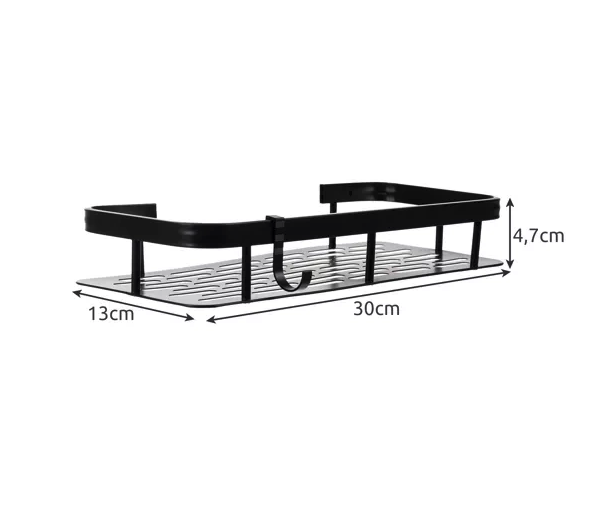 Súprava 2 hliníkových kúpeľňových poličiek s háčikmi