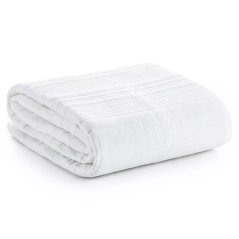 Elegantný prehoz na posteľ TARA z matnej tkaniny s prešívaným vzorom - biely