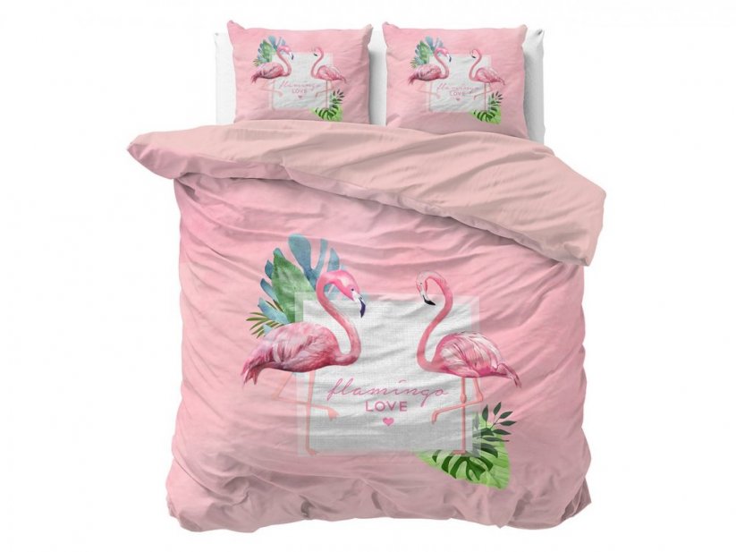Ružové posteľné obliečky s plameniakmi FLAMINGO LOVE