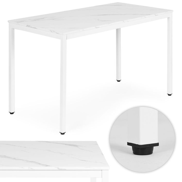 Masă de bucătărie din marmură albă 120 x 60 cm - masă universală pentru 4-5 persoane