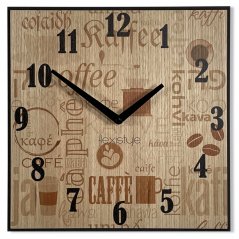 Lesena ura z napisi za kavo