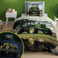 Gyermek ágynemű 100% pamut - Traktor - világít a sötétben