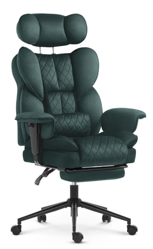 Ergonomski pisarniški fotelj HC-1037 z oporo za noge – zeleni žamet