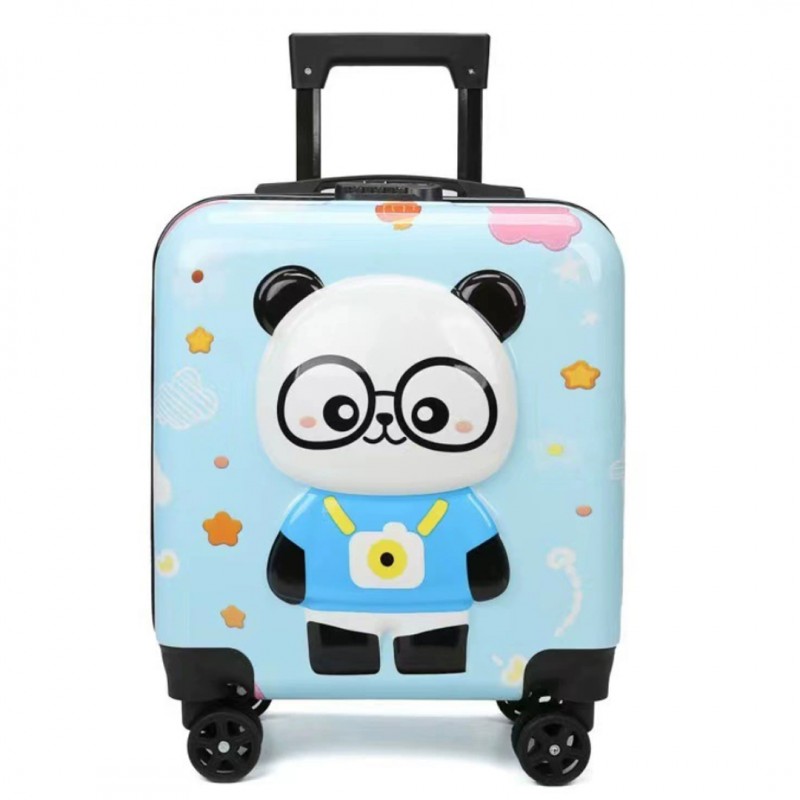 Gyermek utazótáska kerekeken, teleszkópos fogantyúval - BLUE PANDA