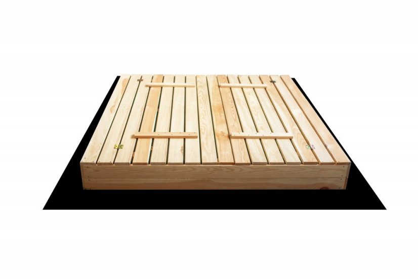 Groapă de nisip din lemn pentru copii cu bănci 160 x 160 cm - cu închidere