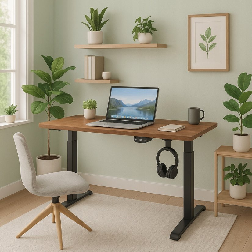 Електрическа маса с регулируема височина 72 - 117 см - орех, черно