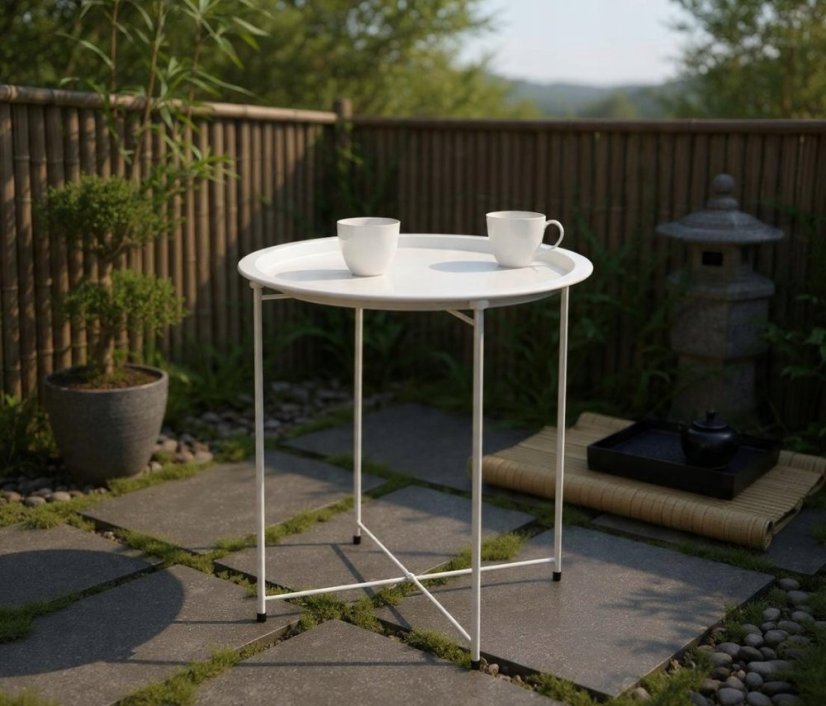 Măsuță de cafea rotundă din metal 47 x 50,5 cm - alb