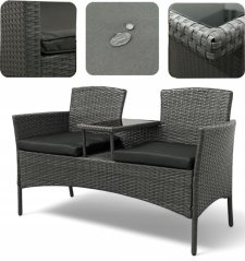 Kerti rattan garnitúra NM-03 - szürke + szürke párnák