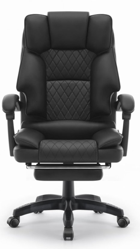 Ergonomikus irodai szék HC-1031 ökobőrből, lábtartóval - fekete színben