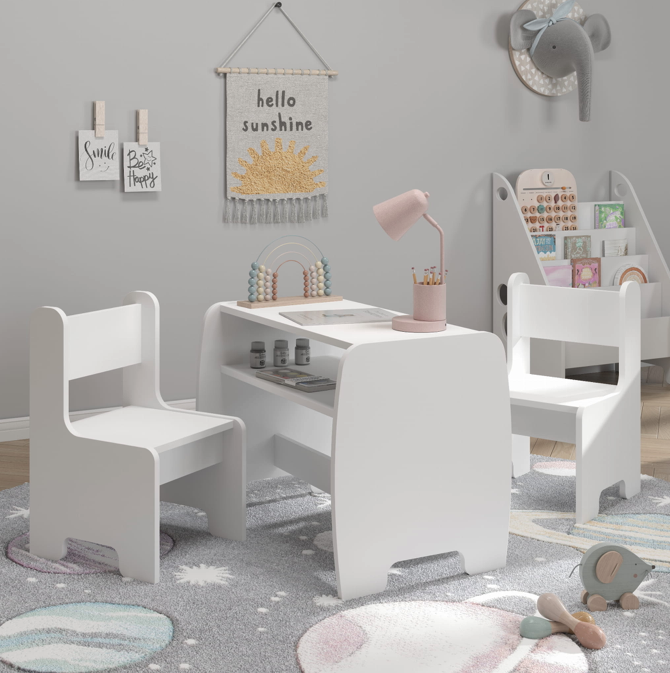 Dětský stůl a 2 židle s úložným prostorem - bílý