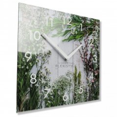 Dekoračné sklenené hodiny 30 cm s motívom lúčnych kvetov