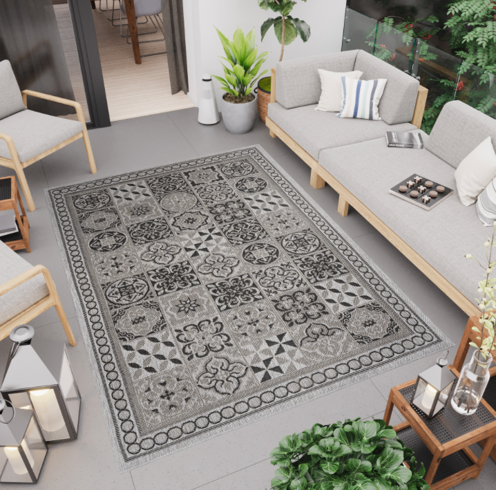 Moderný vzorovaný koberec v sivej farbe Melissa