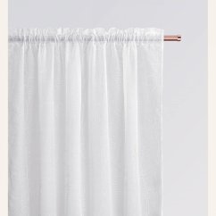Perdea albă Flory cu model de frunze și dungi 140 x 260 cm