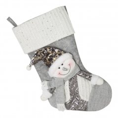 Vianočná dekorácia v tvare ponožky so snehuliakom