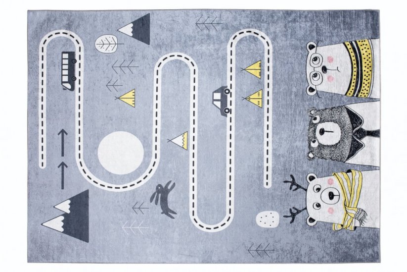 Dětský koberec s motivem zvířátek a silnice - Rozměr koberce: Šířka: 160 cm | Délka: 220 cm