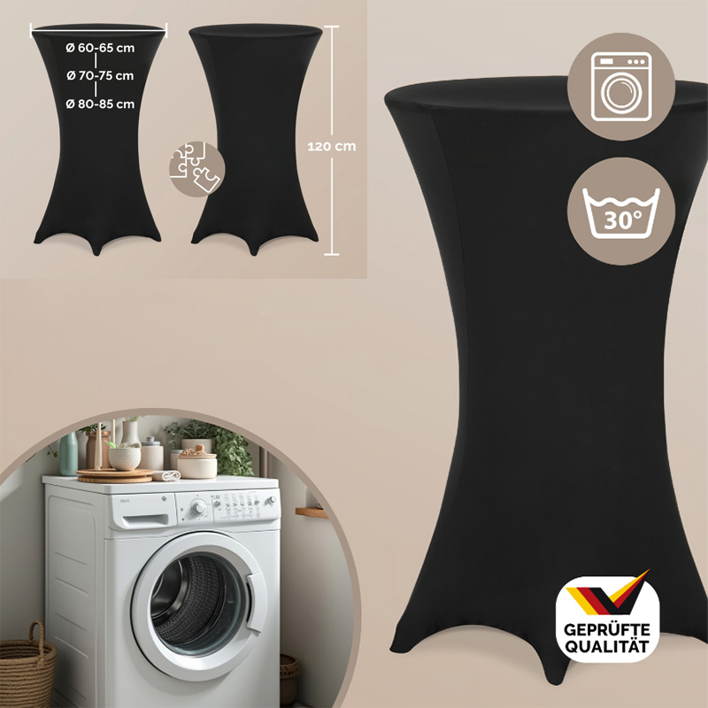 Elastische Tischdecke für Stehtisch - schwarz