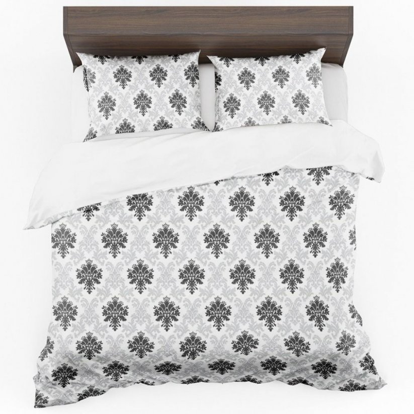 Sivá posteľná návliečka do spálne s abstraktným tmavo sivým vzorom