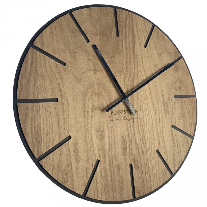 Veľké drevené hodiny v hnedej farbe 60cm