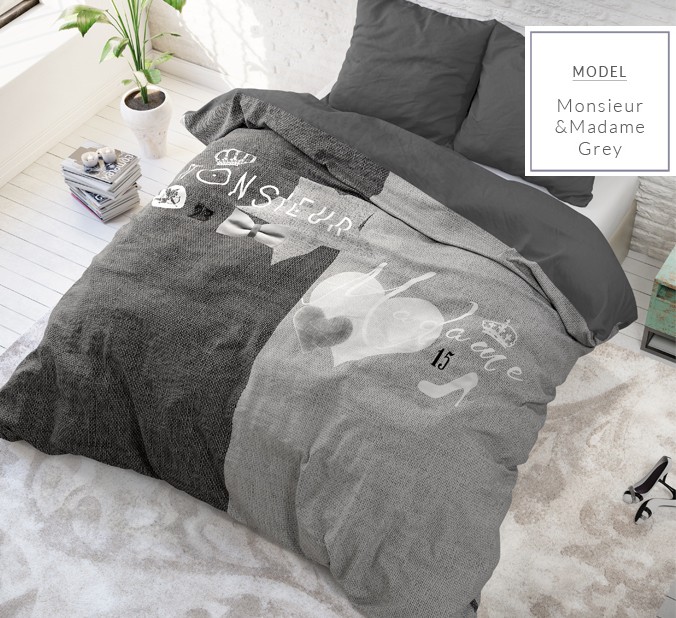 Lenjerie de pat din bumbac culoarea gri pentru pat dublu 200 x 200 cm