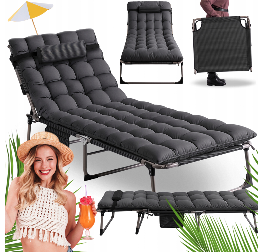 Vrtna ležaljka s madracem i podesivim naslonom VENUS