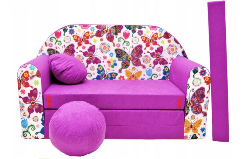 Kindersofa rosa 98 x 170 cm Schmetterlinge