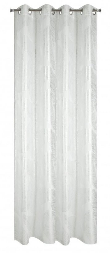 Draperie decorativă albă cu imprimeu argintiu