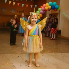 Costum unicorn pentru copii - rochie, bentiță și aripi