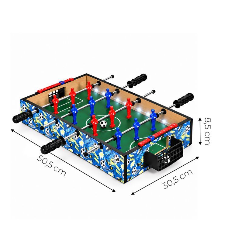 LED-es világítással és eredményjelzővel ellátott asztali foci – 50,5 x 30,5 cm