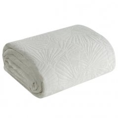 Fehér ágytakaró finom bársonyból, gingko leveles mintával