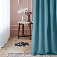 Zatemňující závěs na řasící pásku tyrkysové barvy 140 x 280 cm