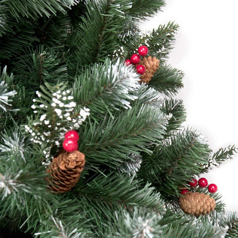 Vánoční borovice zdobená šiškami a jeřabinou 150 cm