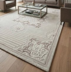 Koberec DFH32-6 s ornamentálním 3D vzorem a medailonem, krémově béžový