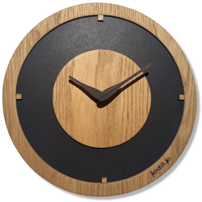 Drevené nástenné hodiny z dubového dreva Oak Flow – 30 cm