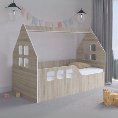 Kinderbettenhaus 160 x 80 cm im Dekor Eiche sonoma links