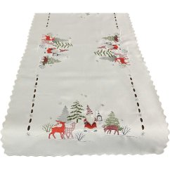 Stole alb de Crăciun cu broderie de elf și ren
