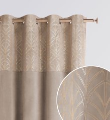 Elegantný béžový zatemňujúci záves so striebornými kruhmi 140x280 cm Elegantný béžový zatemňujúci záves so striebornými kruhmi 140x280 cm