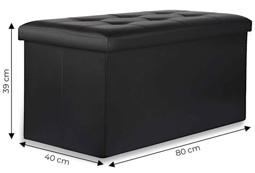 Velika zložljiva sedežna pufa s prostorom za shranjevanje 97 L