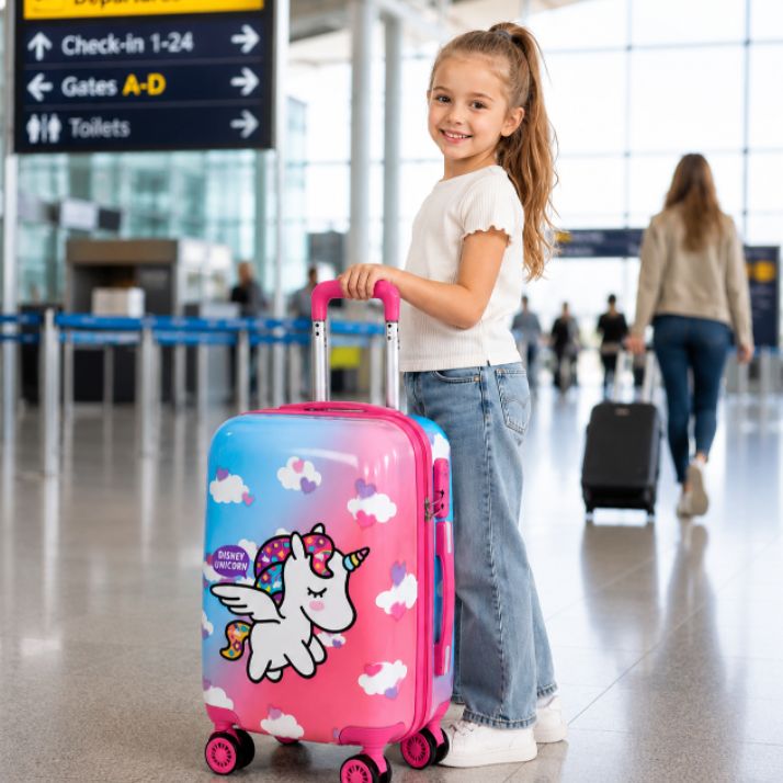 Valiză de călătorie pentru copii „Unicorn”, de 55 cm, cu roți și încuietoare cu combinație
