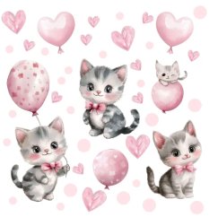 Gyerek falmatrica - rózsaszín cicák