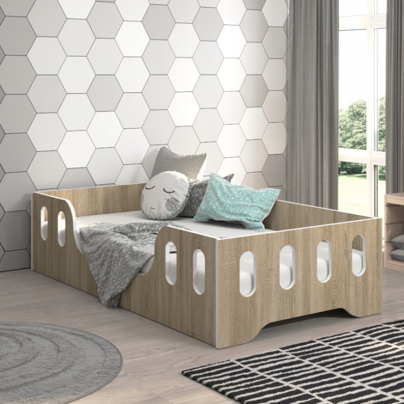 Pat pentru copii LAKI 140 x 70 cm în decor de stejar sonoma