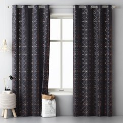 Luxusní dekorační závěs tmavě šedé barvy se zlatým vzorem 140 x 250 cm