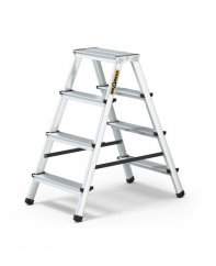 Obojstranný schodíkový rebrík z hliníka, so 4 schodíkmi a nosnosťou 125 kg