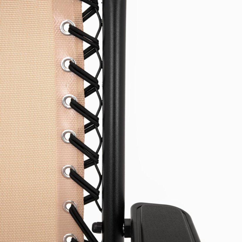 Záhradné ležadlo s držiakom na nápoje, béžové