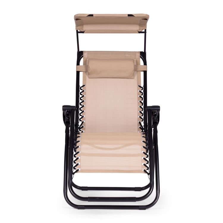 Lettino prendisole con tettuccio beige