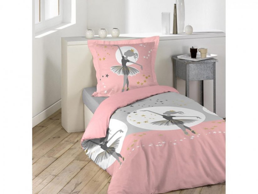 Lenjerie de pat roz pentru copii cu balerină 140 x 200 cm